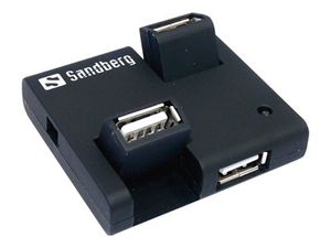 Sandberg USB Hub 4 Ports, USB 2.0, USB 2.0, 480 Mbit/s, Schwarz, 1,2 m, RoHS compliance