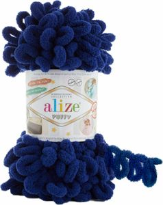 Alize Puffy PREMIUM Wolle Fingerstrick-Wolle, Schlaufenwolle, Chenille Garn, 100gr, 360 - Nachtblau