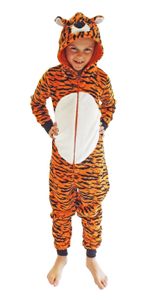 Mädchen Jumpsuit Overall Onesie Schlafanzug in niedlichen Tier Motiven - 291 467 97 606, Farbe:Tiger, Größe:152