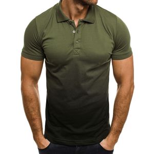 Männer Farbverlauf Kurzarm Poloshirt Casual Top Bluse Pullover Sweatshirt,Farbe: Armeegrün,Größe:L