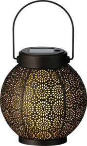 Lumineo LED Solar Laterne Metall Ø14-H16cm schwarz mit 6 Brennstunden und Schalter