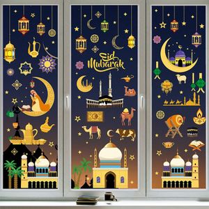 Ramadan Fensterbilder, 18 Stück Eid Mubarak Fensterbilder, Eid Mubarak Selbstklebend Ramadan Sticker, Muslim PartyFenstersticker Stern Halbmond