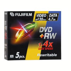 Fujifilm Wiederbeschreibbare DVD - DVD+RW Rohling - 4,70 GB - 4x Schreibgeschwindigkeit - 1er Pack - 120mm - 2 Stunde(n) Maximale Aufnahmezeit