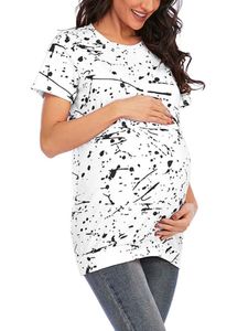 Tshirts Damen Umstandsoberteile Mutterschaft T Shirt Sommer Tops Comfy Schwangerschaft Weiß,Größe S