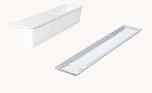 Balkonkasten Standard mit passendem Untersetzer, Farben:weiß, Länge:100 cm