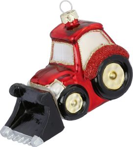 Christbaumschmuck Glas Radlader 8.5cm rot