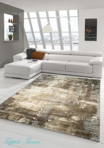 DESIGNER TEPPICH Wohnzimmer modern ABSTRAKT liniert braun creme grau meliert Größe - 160x230 cm