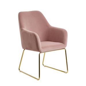 WOHNLING Jídelní židle sametově růžová Kuchyňská židle se zlatými nohami, Skořepinová židle látka / kov, Designová čalouněná jídelní židle, Čalouněná židle