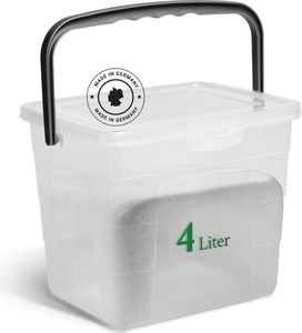 Novaliv Waschmittelbox mit Deckel 4 Liter I Transparent I 23,5 x 18 x 18,5 cm I Box Waschpulver Aufbewahrungsbox mit Henkel Waschmittel Aufbewahrung Waschmittelbehälter Waschpulverbehälter