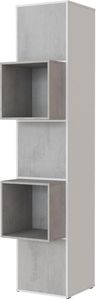 SMARTBett Standregal, Würfelregal  für Wohnzimmer, Kinderzimmer, Schlafzimmer und Büro |  Regal Weiss + 3 Türen und 2 Würfel Beton