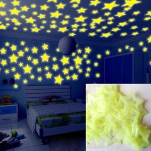 100 Stück Leuchtaufkleber Kinderzimmer Leuchtsterne Sternenhimmel Wandaufkleber, Farbe:Gelb