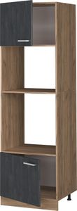 Vicco Mikrowellenschrank R-Line, 60 cm, Schwarz Beton/Goldkraft Eiche