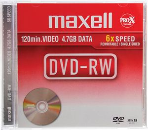 Maxell DVD-RW 4.7 GB MAX-DMW44JC Wiederbeschreibbar 1000 Mal Pack 5 Stück