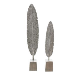 Deko-Feder 'Silver', 2er Set trendiges Wohnaccessoire in Silber, Antikfinish