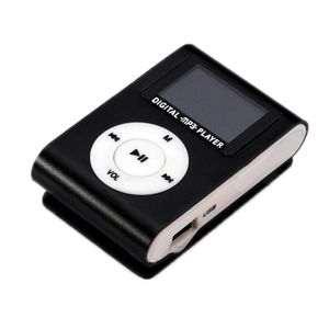 Tragbarer Mini-MP3-Musikplayer mit Metallgehäuse und Clip-Design auf der Rückseite, Mini-LCD-Bildschirm, Schwarz