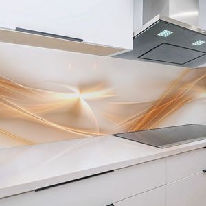Küchenrückwand beige Wandverkleidung ABS-Platte | Hochwertig, wasserfest, kratzest, pflegeleicht | Amelia Abstrakt 60x400 cm