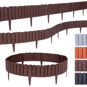 BooGardi Rasenkante Kunststoff Holzoptik 4 Farben 57cm x 12,5cm · Braun 10er Set · flexible Beeteinfassung · Beetumrandung Garten · Mähkante