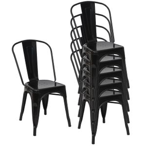 6er-Set Stuhl MCW-A73, Bistrostuhl Stapelstuhl, Metall Industriedesign stapelbar  schwarz