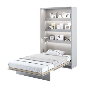 Furniture24 Schrankbett Bed Concept, Wandklappbett mit Lattenrost, V-Bett, Wandbett Bettschrank Schrank mit integriertem Klappbett Funktionsbett BC-02, 120 x 200 cm, Grau/Grau, Vertical