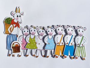 Koza s kozliatkami - bábky 8 ks