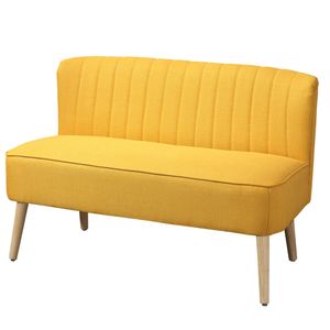HOMCOM 2-miestna látková pohovka čalúnená pohovka sedací nábytok obývacia pohovka drevo pena žltá 117 x 56,5 x 77 cm
