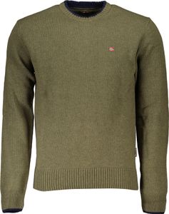 Grüner Herrenpullover mit Kontrastdetails und Stickerei – Rundhals, Größe: XL Farbe: Verde