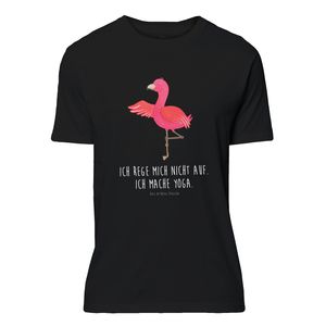 Mr. & Mrs. Panda Größe M T-Shirt Uni Flamingo Yoga - Schwarz - Geschenk, Vogel, Rundhals, Yoga-Übung, Tiefenentspannung