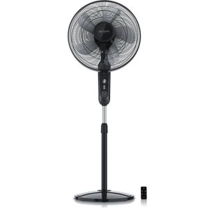 Brandson Standventilator 60W mit Timer, Luftkühler 80 Grad osziellierend, Ventilator höhenverstellbar, Kopf um 35 Grad neigbar, 3 Geschwindigkeiten, GS, Schwarz