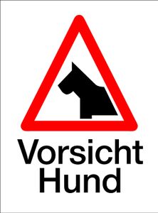 Schild Vorsicht Hund, 192x260mm, 1mm dick, selbstklebend