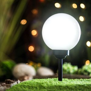 LUMILED Solar Gartenleuchte Solarlampe Solarkugeln für Garten Leuchtkugel Kugel mit Erdspieß Dämmerungssensor LED IP44 Kaltweiß ∅20 1 Stück