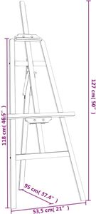 vidaXL Easel Black 53,5x95x127 cm borovicový masiv