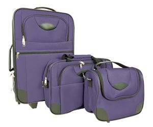 Reisetaschenset 🗸 3-teilig 🗸 stapelbar 🗸 violett 🗸 Reisetasche 🗸 Kosmetiktasche 🗸 Trolley