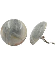Clip Ohrring 30mm Riss grau-beige-marmoriert glänzend Kunststoff-Bouton grau 30mm
