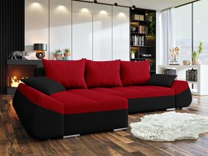 Mirjan24 Ecksofa Korfu, Couch mit Bettkasten und Schlaffunktion, L-Form, Wohnzimmer (Farbe: Tornado 15 + Tornado 34 + Tornado 15)