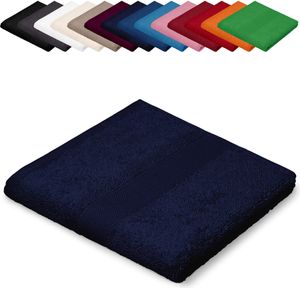 Saunatuch XXL 100x200 cm Saunalaken Strandtuch Saunahandtuch 100% Baumwolle Badelaken, Farbe: Dunkelblau