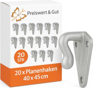 20x Planenhaken für Anhänger Metall – Spannhaken 40x45cm Zurrhaken Netzhaken zur Befestigung von Anhängernetz oder Planen