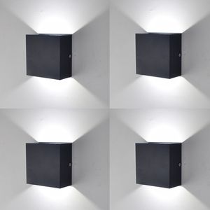 4 Stück LED Wandleuchte Innen, Wandlampe Auf und ab Kaltweiß Lichtstrahl 6500K,Wandbeleuchtung 6W