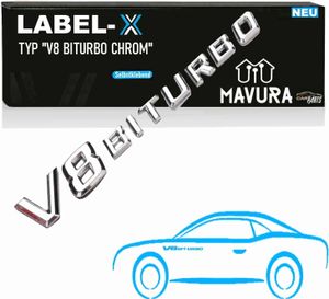 LABEL-X V8 Biturbo Schriftzug 3D Emblem Chrom G63 S63 SL63 CL63 C63 CLS63 AMG