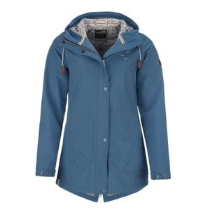 modAS Damen Softshell-Mantel Unifarben - Outdoor Softshell-Jacke Regenjacke mit Kapuze in Rauchblau Größe 44