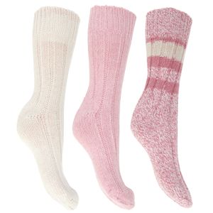 Floso Damen Thermo Winter-Socken, Wollgemisch, 3 Paar W419 (37-41 EU) (Rosa)