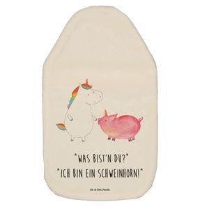 Mr. & Mrs. Panda Wärmflasche Einhorn Schwein - Weiß - Geschenk, Freundschaft, Einhörner, Einhorn Deko, Körnerkissen, Unicorn, Kinderwärmflasche, Wärmflaschenbezug