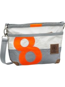 360 Grad Deern Lütt Umhänge-Tasche Segeltuch weiß, Zahl orange