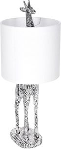 BRUBAKER Tisch- oder Nachttischlampe Giraffe Afrika - Tischleuchte mit Keramikfuß und Stoffschirm - 51.5 cm Höhe, Schwarz Weiß