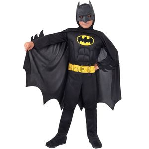 Batman Kostüm schwarz mit Muskeln für Kinder, Größe:8- 10 Jahre