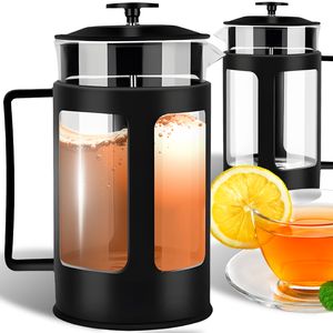 French Press Kaffeebereiter Edelstahl-Filter Φ11cm Kaffeekanne 1L Doppelwandig Edelstahl Kaffepresse Kaffeekanne Kaffee Tee Camping Hause Büro Retoo