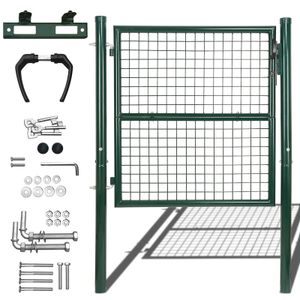 Wolketon 100x100cm Gartentor Metall  Gruen mit Schloss Gartentuer Zauntor Gartenpforte Tuer Hoftuer