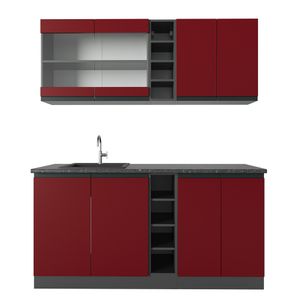 Vicco Single kitchen R-Line, 160 cm J-Shape, Red/Anthracite