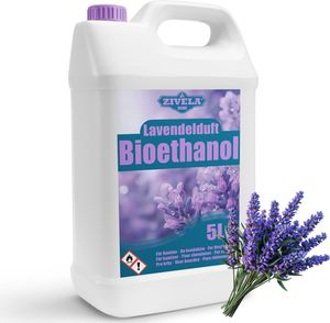 Bioethanol 96,6% 5L |Alkohol Lavendelduft 96,6% 5L | Bioethanol für Kamin, Tischkamin, Bioethanol Kamin | Bioethanol Lavendelduft | Saubere Verbrennung, ohne Rauch, lebendige und stabile Flamme