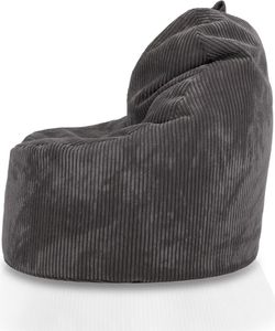 Yoko Sitzsack Beanbag Kordsamt Sessel - Weich und Bequem – Modern – Farbe: SZ90 Dunkelgrau