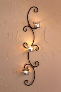 DanDiBo Wandteelichthalter Metall Wand Schwarz Emma 68 cm Teelichthalter Kerzenhalter Wandkerzenhalter Wandleuchter Kerzenleuchter